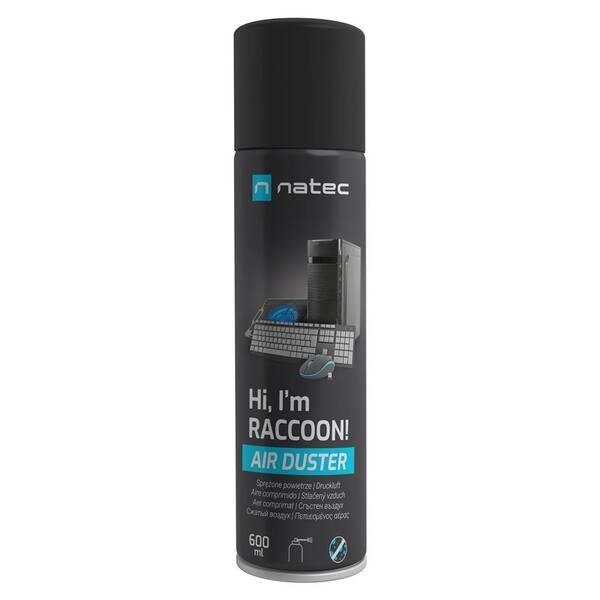 Stlačený vzduch Natec Raccoon Air 600 ml černý

