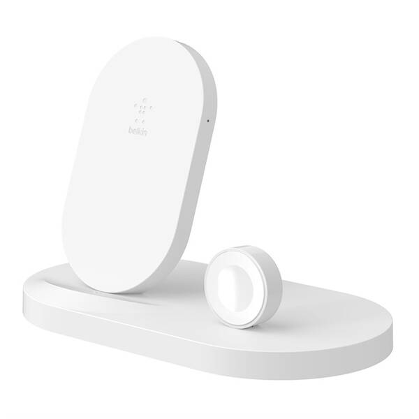 Bezdrátová nabíječka Belkin pro iPhone + Apple Watch + USB-A port bílá

