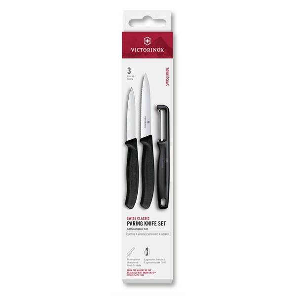 Sada kuchyňská Victorinox nože a škrabka černá

