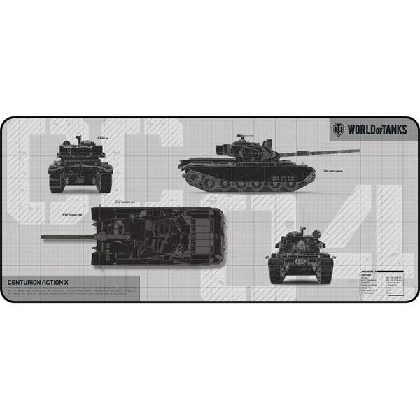 Podložka pod klávesnici a myš YENKEE YPM WT90 Defender, 90 × 40 cm - World of Tanks šedá

