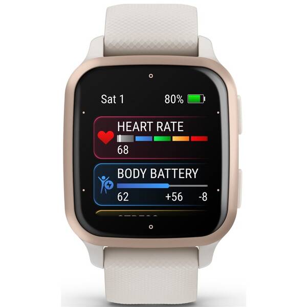 Chytré hodinky Garmin Venu Sq 2 Music - Peach Gold/ Ivory Silicone Band 


