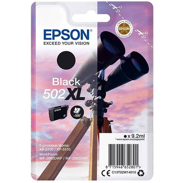 Inkoustová náplň Epson 502XL, 550 stran černá

