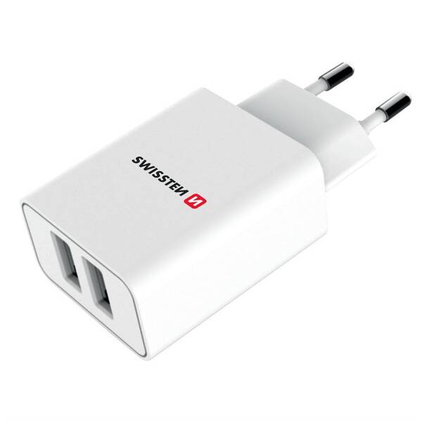 Nabíječka do sítě Swissten 2x USB 2,1 A bílá

