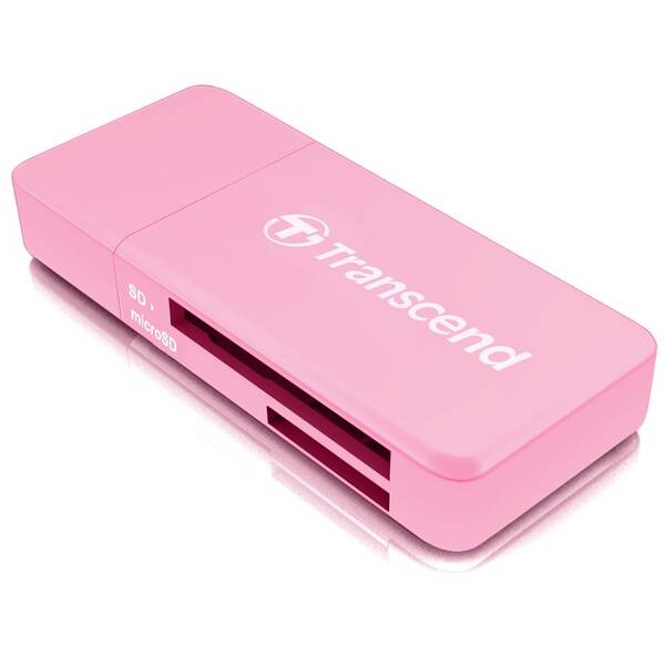 Čtečka paměťových karet Transcend RDF5, USB-A/SDHC, SDXC, microSDHC, microSDXC růžová

