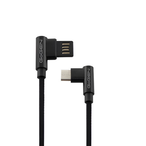 Kabel GoGEN USB/USB-C, 1m, oboustraný, opletený černý

