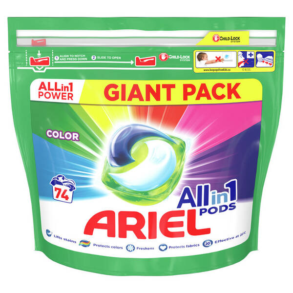 Kapsle na praní Ariel gelové kapsle Color 74ks 


