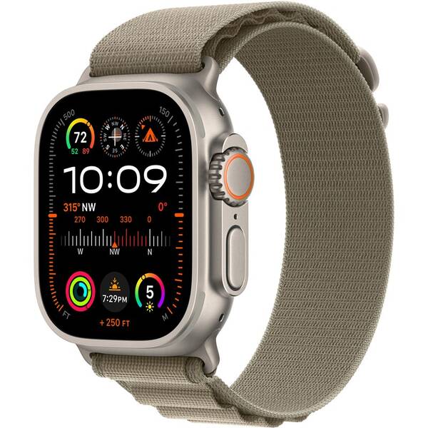 Chytré hodinky Apple GPS + Cellular, 49mm pouzdro z titanu - olivový alpský tah - M 

