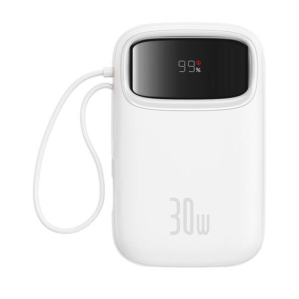 Powerbanka Baseus Qpow 10000mAh 30W s USB-C kabelem bílá


