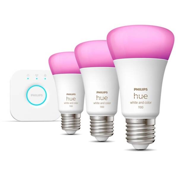 Startovací sada Philips Bluetooth, 9W, E27, White and Color Ambiance, 3ks + Bridge 

