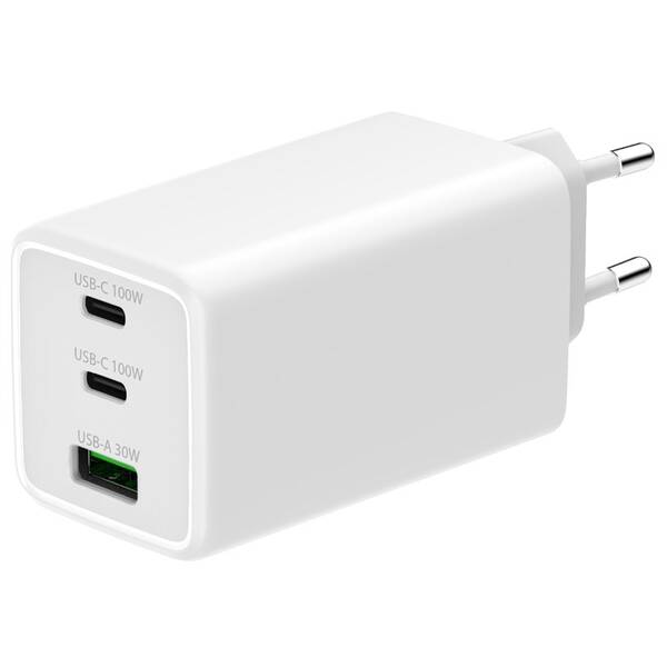 Nabíječka do sítě WG GaN, 100W, 1xUSB-A/2xUSB-C bílá

