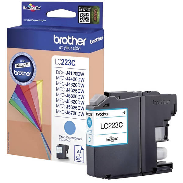 Inkoustová náplň Brother LC-223C, 550 stran azurová

