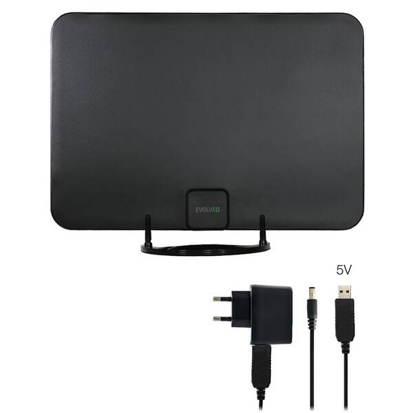 Anténa pokojová Evolveo Xany 2A LTE 230/5V, 45dBi aktivní pokojová DVB-T/T2, LTE filtr 

