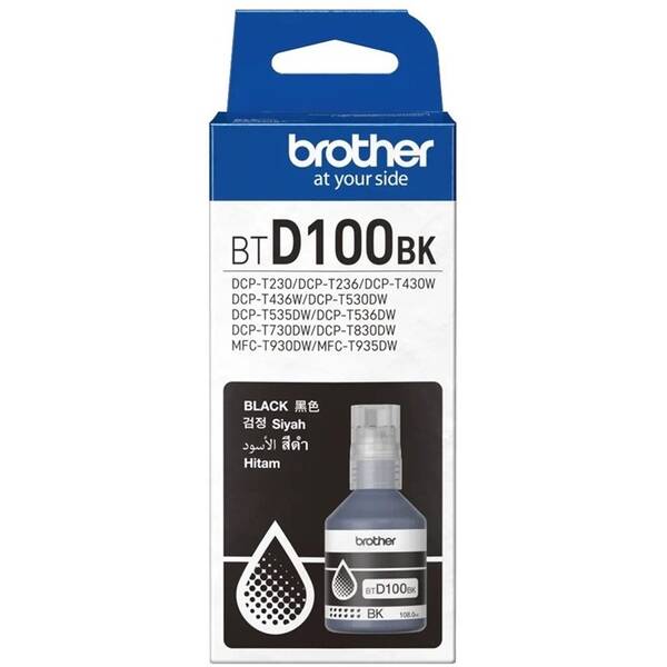Inkoustová náplň Brother BTD100BK, 7500 stran černá

