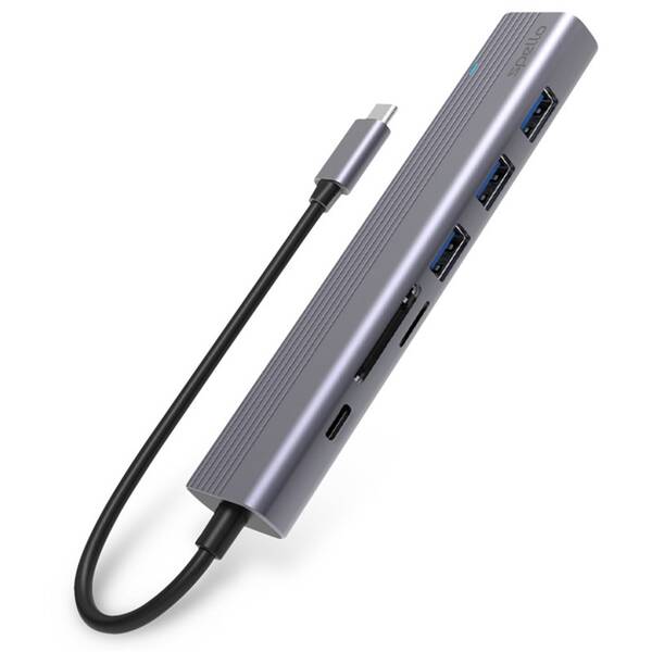 USB Hub Spello by Epico USB-C Slim 7v1 stříbrný

