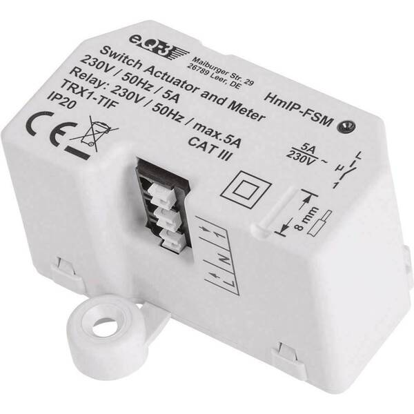 Spínač Homematic IP spínací akční člen s měřením - 5A, skrytá montáž 


