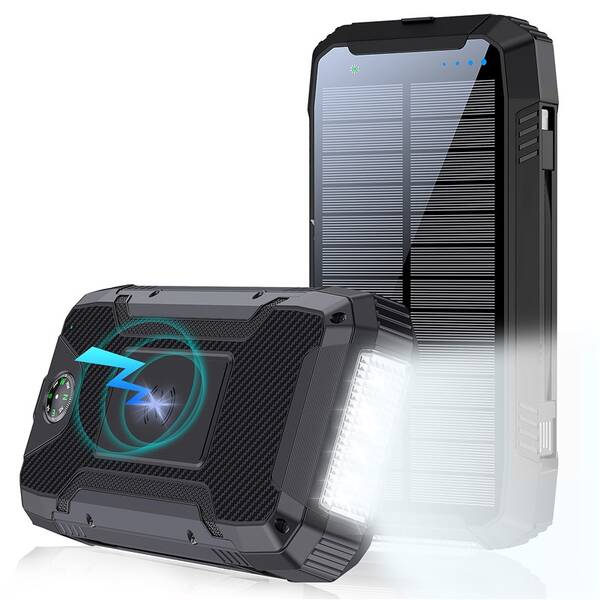 Powerbanka WG 20000 mAh, solární se svítilnou a kompasem černá

