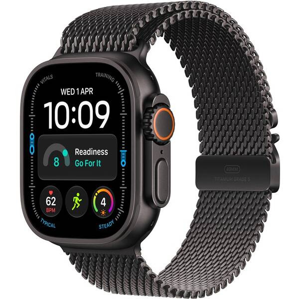 Chytré hodinky Apple GPS + Cellular 49 mm černý titan, černý titanový milánský tah - L 


