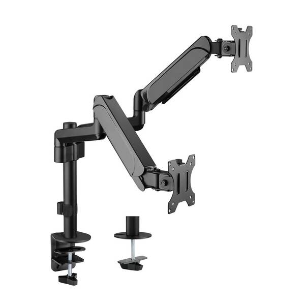Držák Gembird MA-DA2P-01, dual, pro monitor, naklápěcí, pro úhlopříčky 17"-32”, nosnost 9kg černý

