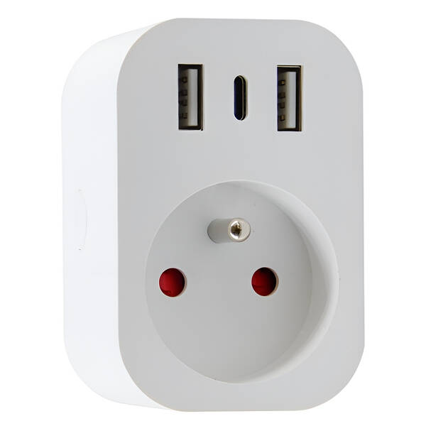 Chytrá zásuvka IMMAX NEO LITE SMART, typ E, 2x USB, 1x USB-C, TUYA bílá

