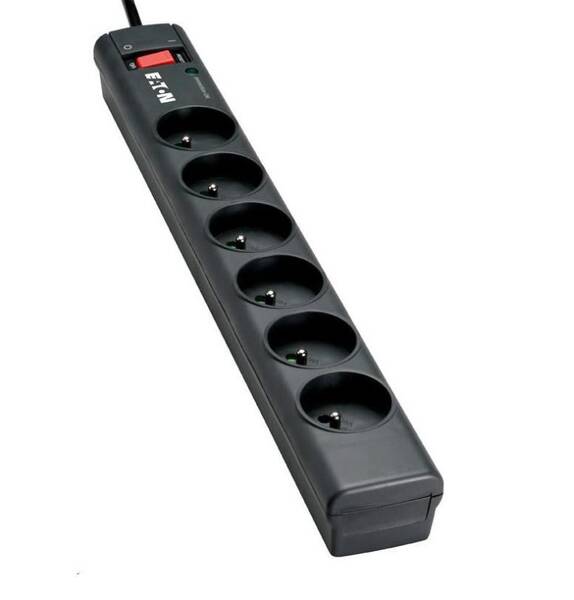 Přepěťová ochrana Eaton Protection Strip, 6x zásuvka, 1m černá

