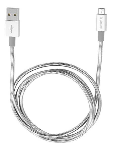 Kabel Verbatim Sync & Charge MicroUSB, 1m, nerezová ocel stříbrný

