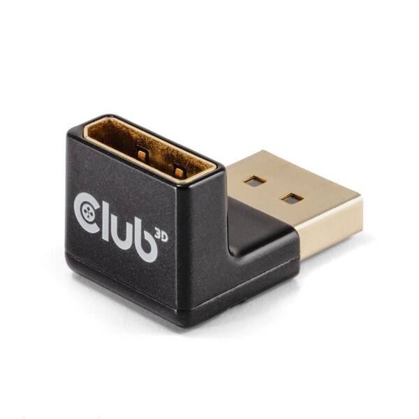 Adaptér Club3D DisplayPort/DisplayPort 1.4, 4K120Hz, 90° černá

