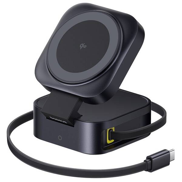 Bezdrátová nabíječka Baseus 2v1 PicoGo Series Qi2 67W MagSafe černá

