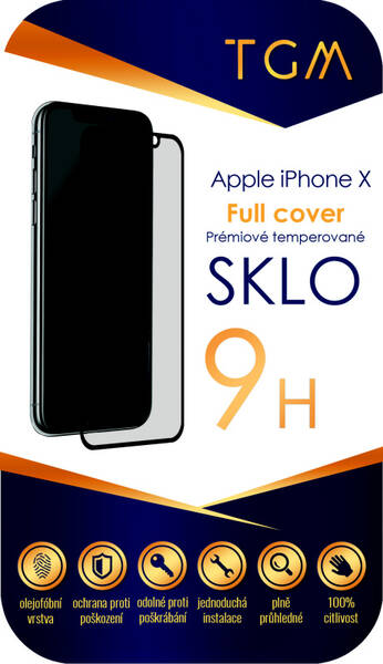 Tvrzené sklo TGM Full Cover na Apple iPhone X/Xs/11 Pro černé

