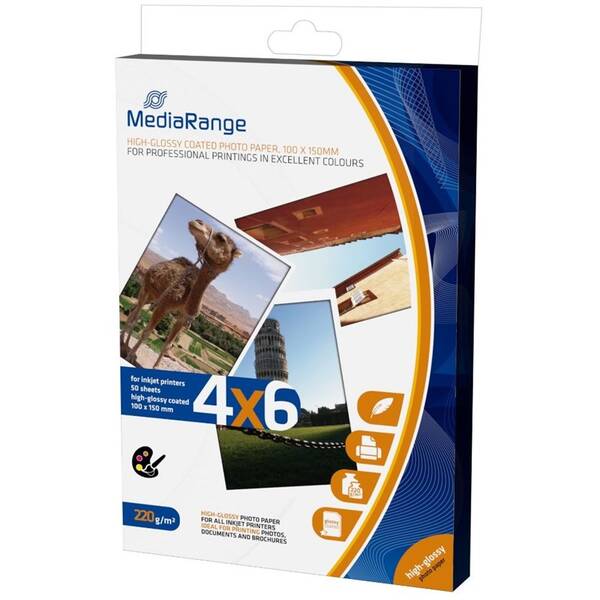Fotopapír MediaRange 10x15 50 listů 220g lesklý inkoust 

