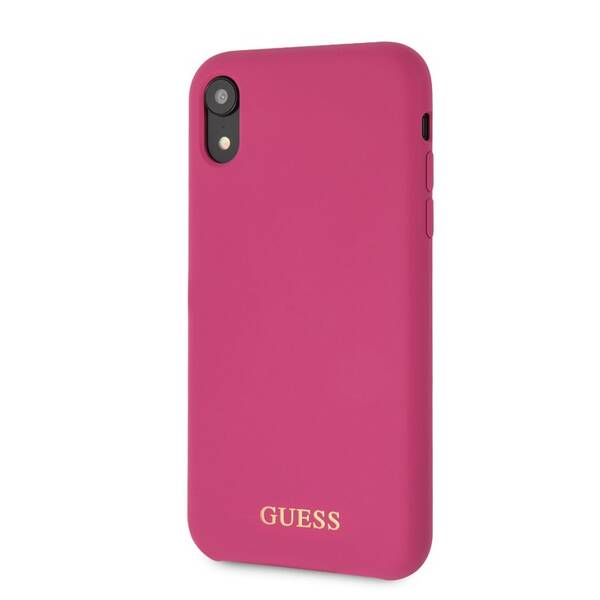Kryt na mobil Guess Silicone Cover na Apple iPhone XR - tmavě růžový 

