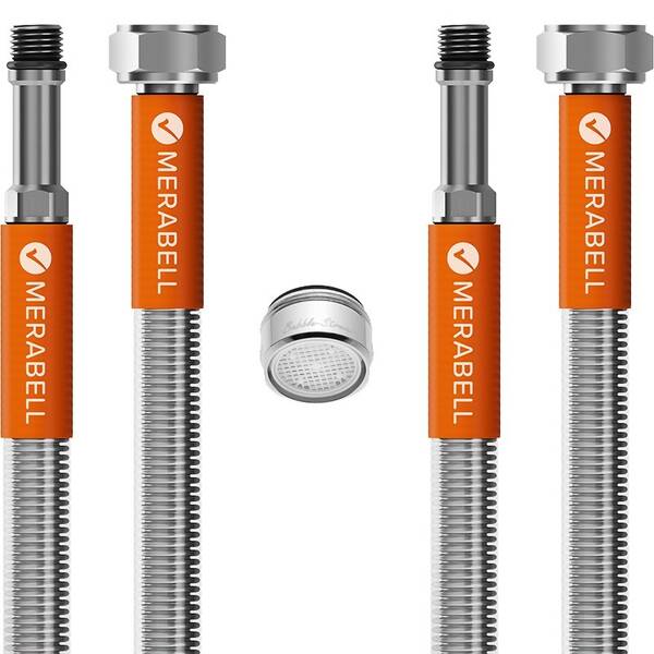 Přívodní hadice Merabell G3/8”–M10x1 dlouhý závit 35 cm - 2ks + perlátor 

