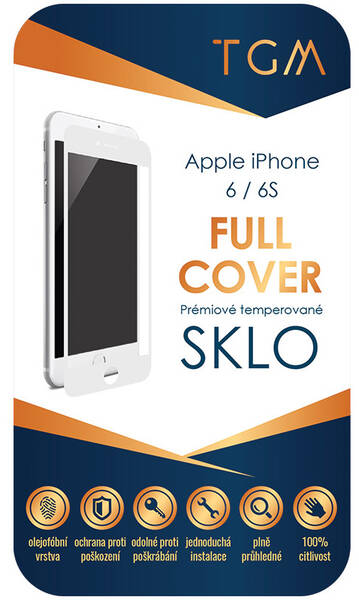 Tvrzené sklo TGM Full Cover na Apple iPhone 6/ 6S bílé

