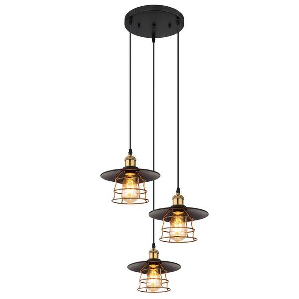 Závěsné svítidlo GLOBO Viejo, 3xE27, 60W černé/zlaté

