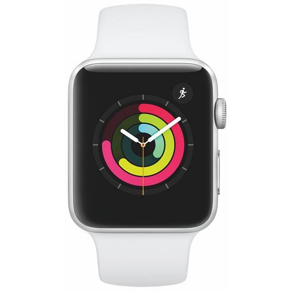 Chytré hodinky Apple Watch Series 3 GPS 42mm pouzdro ze stříbrného hliníku - bílý sportovní řemínek 


