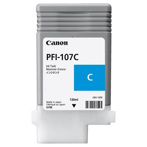 Inkoustová náplň Canon PFI-107C, 130ml azurová

