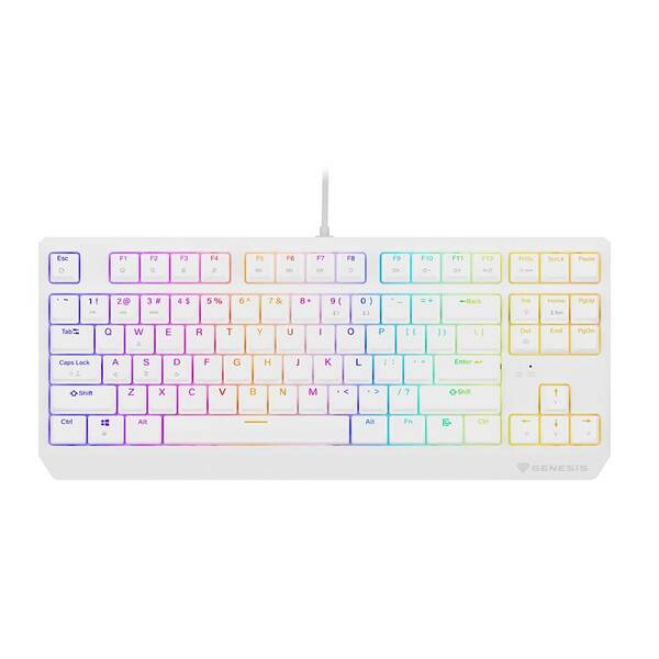 Klávesnice Genesis THOR 230, TKL, RGB, Outemu Brown, US layout bílá

