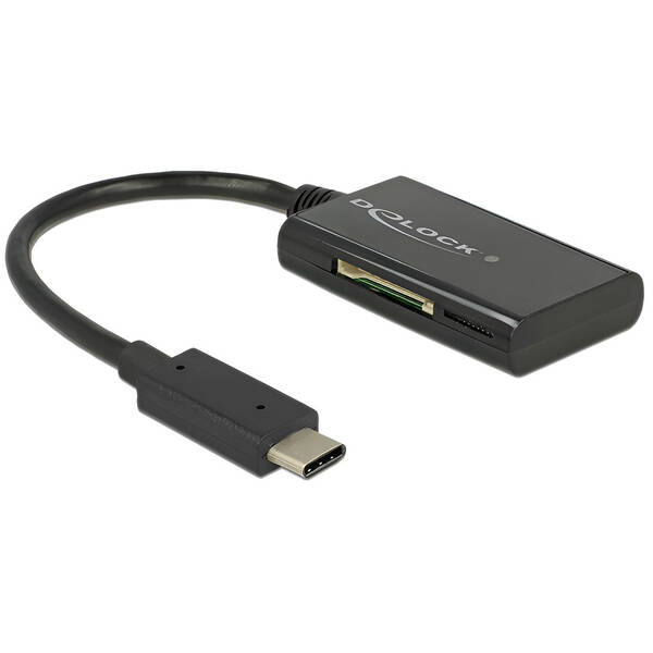 Čtečka paměťových karet DeLock USB-C/ SD, micro SD černá

