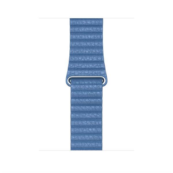Řemínek Apple Watch 44mm chrpově modrý kožený - střední 

