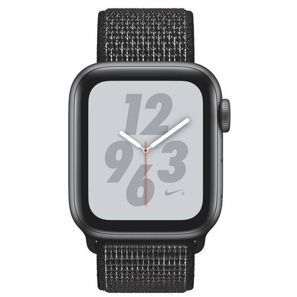 Chytré hodinky Apple Series 4 GPS 40mm pouzdro z vesmírně šedého hliníku - černý provlékací sportovní řemínek Nike 

