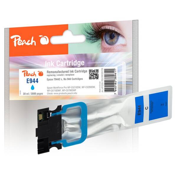 Inkoustová náplň Peach Epson 944, T9442, 4500 stran azurová

