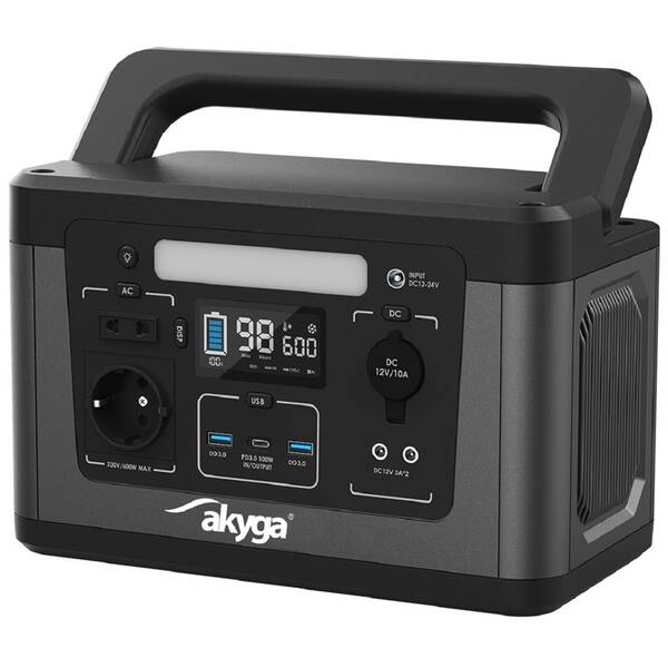 Nabíjecí stanice Akyga 600W (560Wh) černá barva
