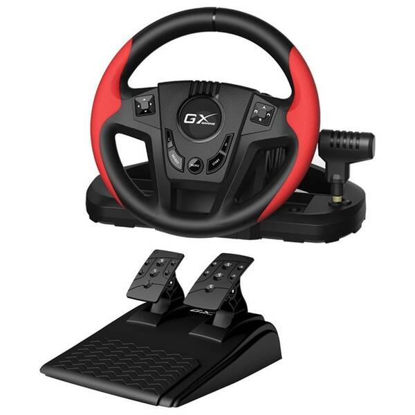 Volant Genius GX Gaming SpeedMaster pro PC a PS, USB + pedály, řadící páka černý/červený

