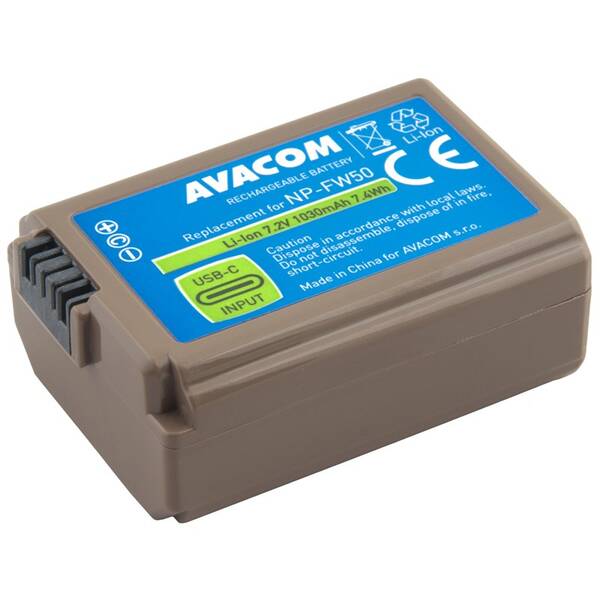 Baterie Avacom Sony NP-FW50 Li-Ion 7.2V 1030mAh 7.4Wh USB-C černá

