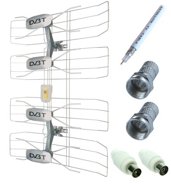 Venkovní anténa Solight DVB-T anténa - síto, VHF/UHF, 35dB vč. zesilovače 


