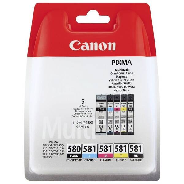 Inkoustová náplň Canon PGI580/CLI581 Multi pac, 400/1660 stran, vícebarevná

