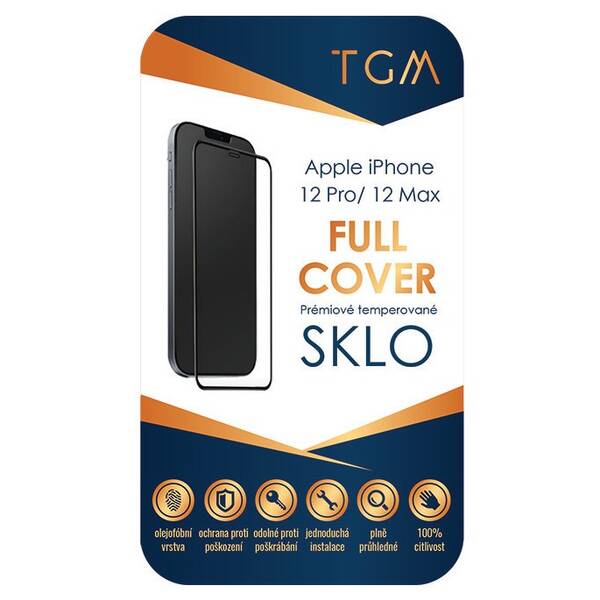 Tvrzené sklo TGM Full Cover na Apple iPhone 12/12 Pro černé

