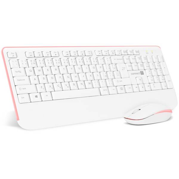 Klávesnice s myší Connect IT Combo CKM-7801-CS, CZ/SK bílá/růžová

