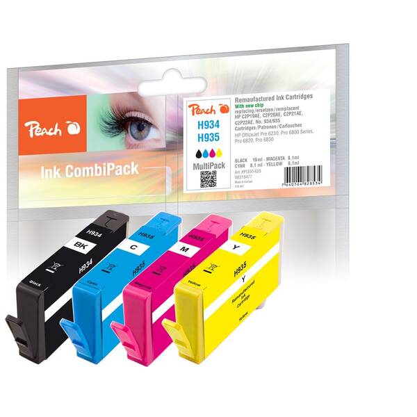 Inkoustová náplň Peach HP 934/935, MultiPack, 1x19, 3x8,1 ml - CMYK 

