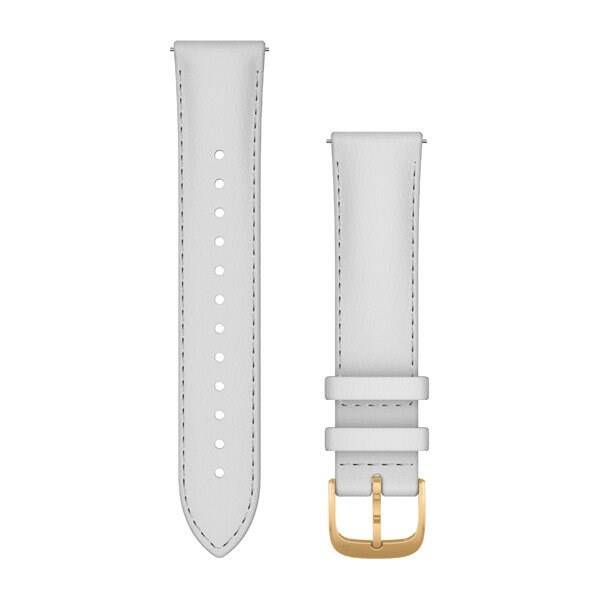 Řemínek Garmin Quick Release Bands (20 mm), bílý, Italian Leather, zlatá přezka 

