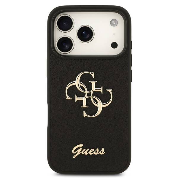 Kryt na mobil Guess Fixed Glitter 4G Metal Logo na Apple iPhone 18 Pro černý

